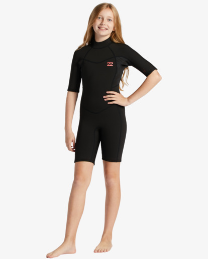 1 Girls 6-14 2/2 Synergy Back Zip Short Sleeve Springsuit Black ABGW500101 Billabong