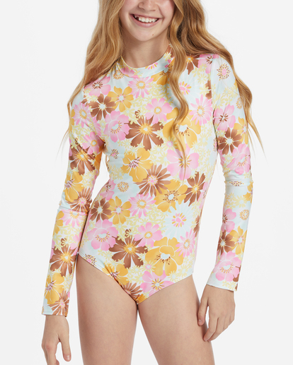 3 Girl's Flower Power Bodysuit Surf Tee Multicolor ABGWR03016 Billabong