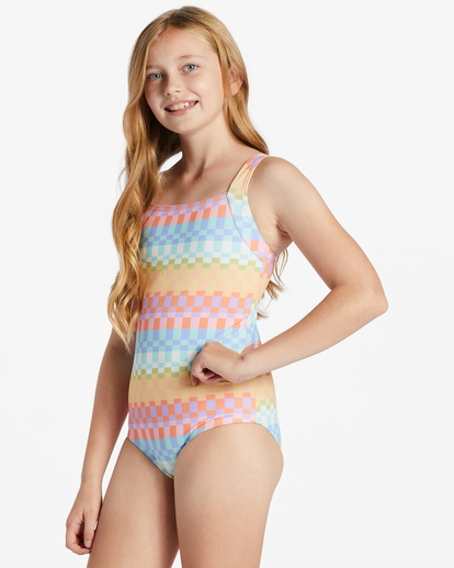 1 Girl's Paradise Check One-Piece Swimsuit Multicolor ABGX100152 Billabong