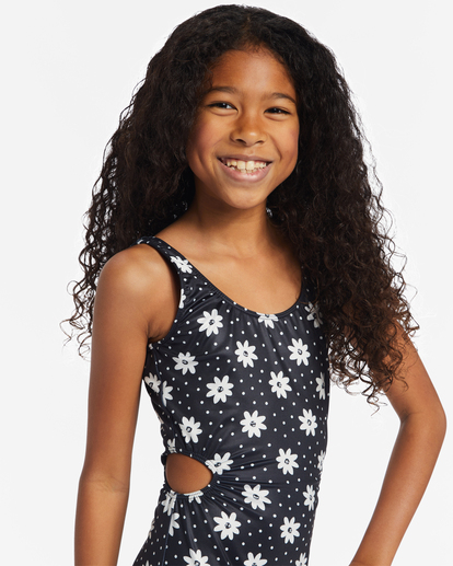 4 Girl's Flowers In The Sky One-Piece Swimsuit Black ABGX100154 Billabong