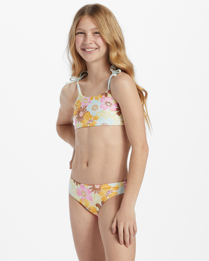 3 Girl's Flower Power Rev Mini Crop Rashguard Swim Set Multicolor ABGX200338 Billabong