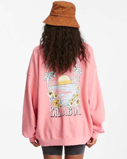 2 Ride In Oversized Crewneck Sweatshirt Pink ABJFT00281 Billabong