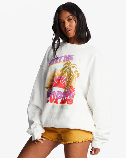 1 Ride In Oversized Crewneck Sweatshirt White ABJFT00281 Billabong