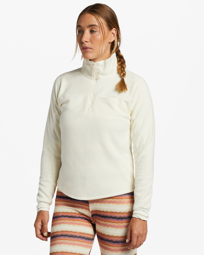 1 A/Div On The Slopes Half-Zip Mock Neck Fleece Pullover White ABJFT00298 Billabong