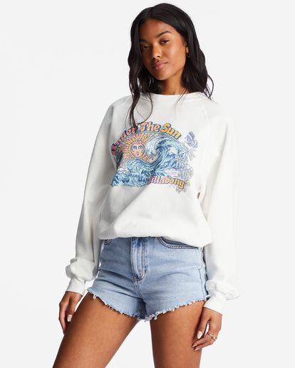 1 Here We Go Graphic Crewneck Sweatshirt White ABJFT00344 Billabong