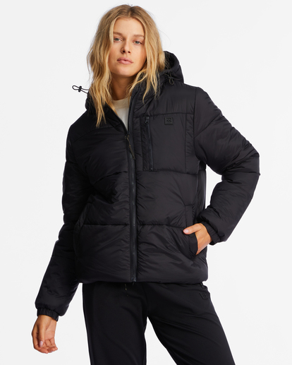 Hooded Puffer Jacket - Black - Ladies