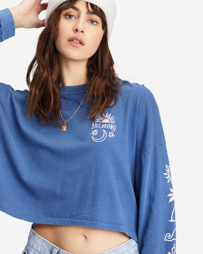 4 Beach Boyfriend Long Sleeve Crop Top Blue ABJKT00282 Billabong