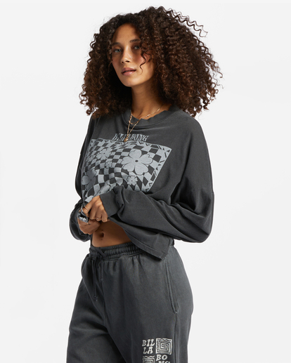 1 Beach Boyfriend Long Sleeve Crop Top Black ABJKT00282 Billabong
