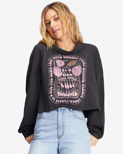 0 Beach Boyfriend Long Sleeve Crop Top Black ABJKT00282 Billabong