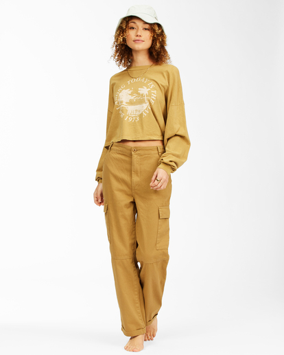 2 Beach Boyfriend Long Sleeve Crop Top Green ABJKT00282 Billabong