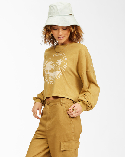 4 Beach Boyfriend Long Sleeve Crop Top Green ABJKT00282 Billabong