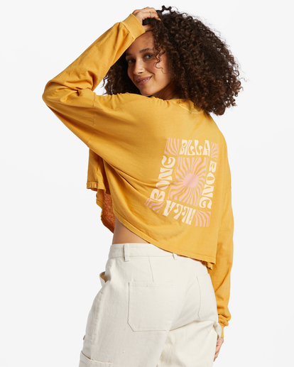 2 Beach Boyfriend Long Sleeve Crop Top Yellow ABJKT00282 Billabong