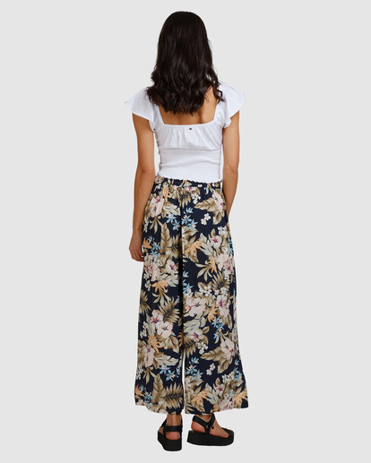 Navy floral 2024 wide leg trousers