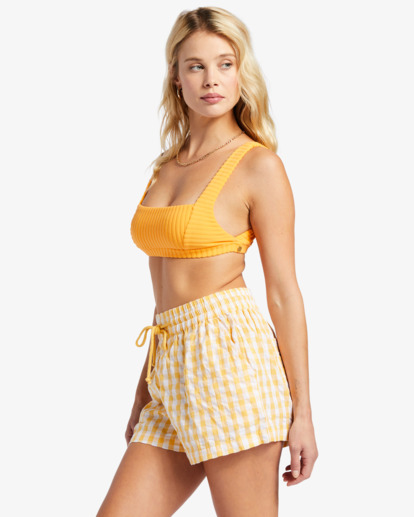 2 Day Tripper Sunshine Check Elastic Shorts Yellow ABJNS00261 Billabong