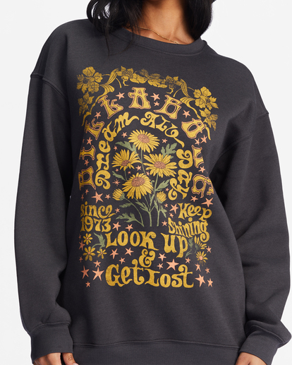 3 Golden Wonder Oversized Graphic Crewneck Sweatshirt Black ABJSF00377 Billabong