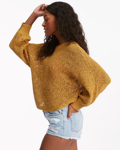 1 Forever Golden V-Neck Pullover Sweater Yellow ABJSW00171 Billabong