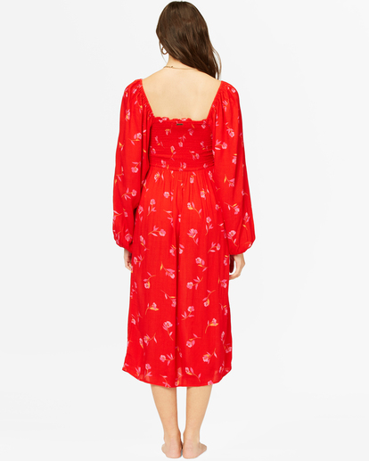 4 Best Coast Smocked Midi Dress Red ABJWD00334 Billabong