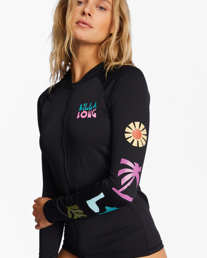 4 A/DIV UPF 50 Long Sleeve Hooded Rashguard Black ABJWR00226 Billabong