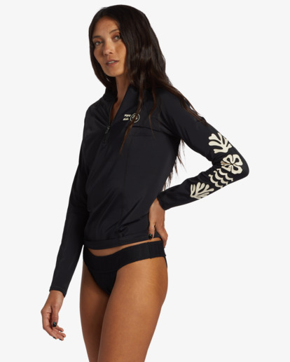 3 Coral Gardeners Half Zip Long Sleeve Rash Vest Black ABJWR03025 Billabong