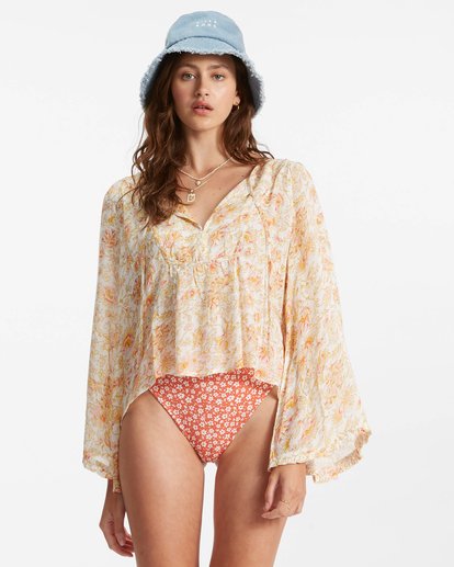 1 Hippie Days Bell Sleeve Top White ABJWT00283 Billabong