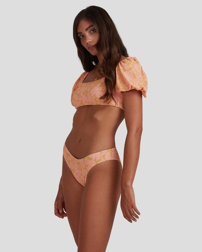 3 Summer Sun Puffed Sleeve Bikini Top Orange ABJX300397 Billabong
