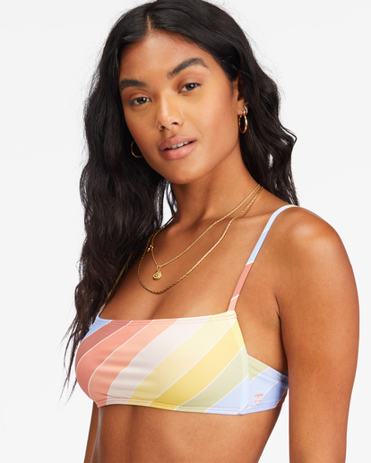 4 Brighter Daze Square Ruched Bralette Bikini Top Multicolor ABJX300605 Billabong