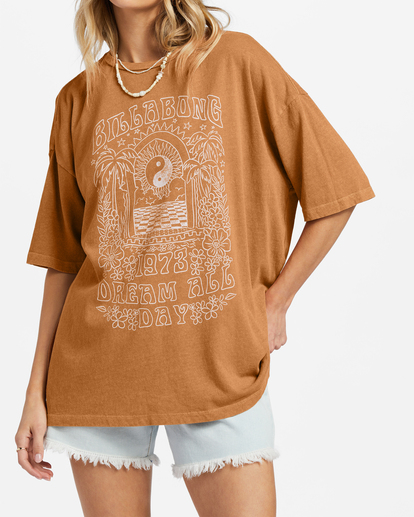 3 Shine For You Oversized T-Shirt Brown ABJZT01137 Billabong
