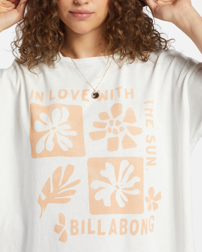 3 In Love With The Sun - Oversized T-shirt for Women Blanc ABJZT01462 Billabong