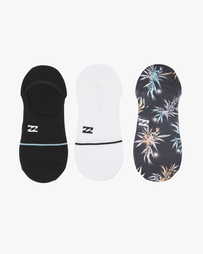 1 3 Pack Multi Dye No-Show Socks Black ABYAA00180 Billabong