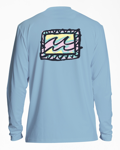 3 Crayon Wave UPF 50 Long Sleeve Surf Tee Blue ABYWR00170 Billabong