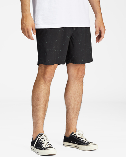 4 A/Div Surftrek Elastic Waist Shorts 17" Black ABYWS00155 Billabong