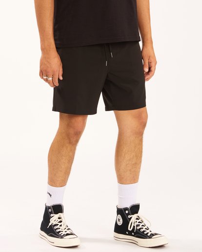 4 A/Div Surftrek Elastic Waist Shorts 17" Black ABYWS00155 Billabong