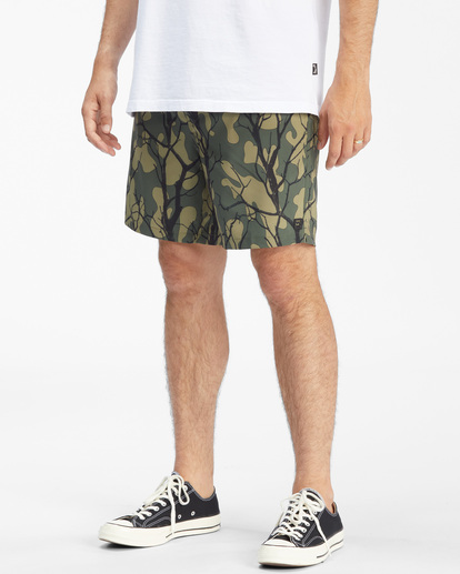 3 A/Div Surftrek Elastic Waist Shorts 17" Green ABYWS00155 Billabong