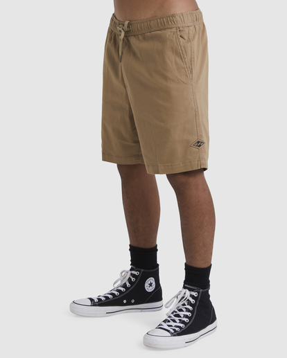 3 Layback Twill Elastic Waist Shorts 18" Brown ABYWS00179 Billabong