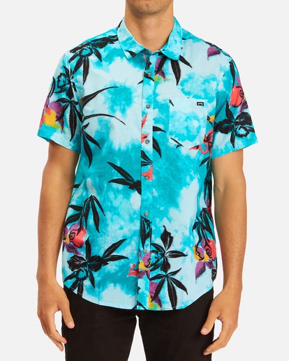 0 Sundays Floral Short Sleeve Shirt Blue ABYWT00113 Billabong