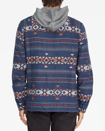 2 Baja Cali Hooded Flannel Shirt Blue ABYWT00174 Billabong