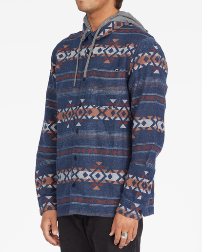 1 Baja Cali Hooded Flannel Shirt Blue ABYWT00174 Billabong