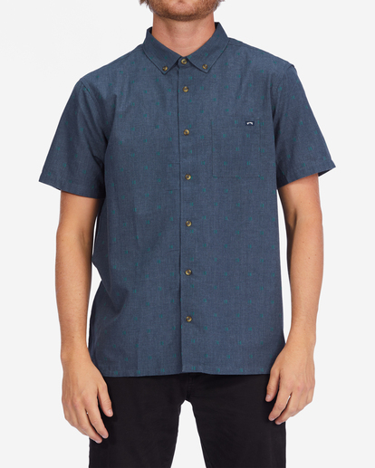 0 All Day Jacquard Organic Short Sleeve Shirt Blue ABYWT00208 Billabong