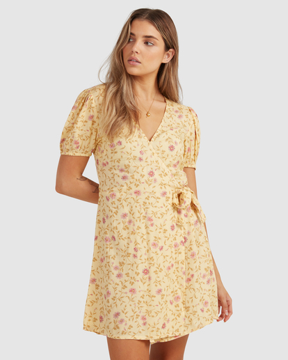 1 Sunlit - Wrap Dress for Women Yellow C3DR64BIP2 Billabong