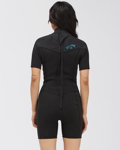 2 2/2mm Synergy 2021 - Back Zip Short Sleeve Springsuit for Women Black C42G58BIP2 Billabong