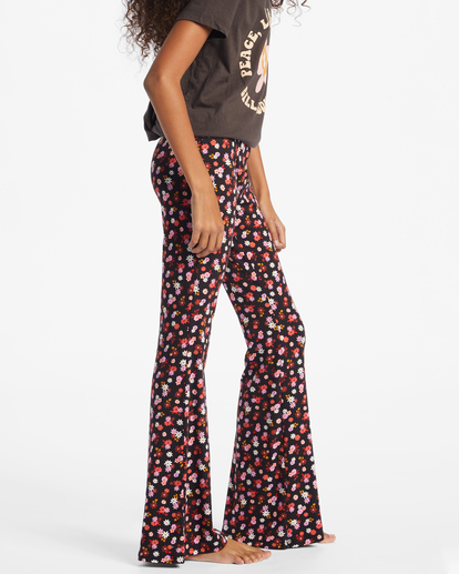 4 Tell Me Elastic Waist Flared Pants Black G301PBTE Billabong