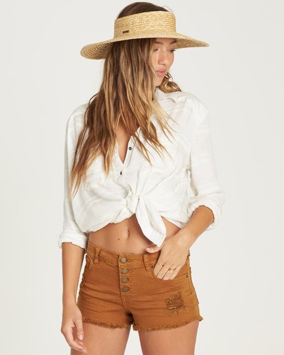 1 Buttoned Up Denim Shorts Orange J204GBUT Billabong