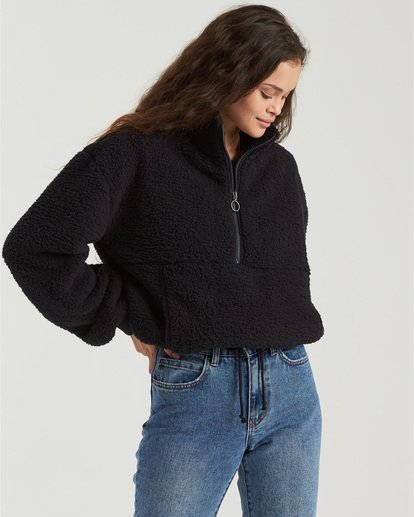 1 Time Off Half-Zip Fleece Pullover Black J6413BTI Billabong