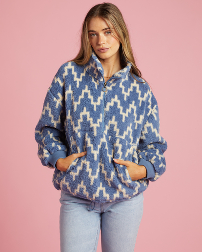 0 Time Off Half-Zip Fleece Pullover Blue J6413BTI Billabong