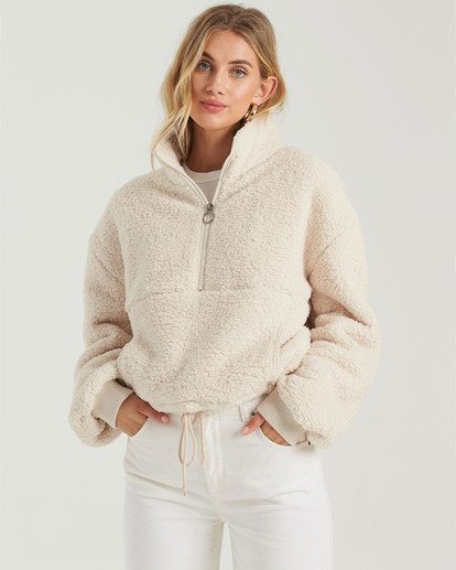2 Time Off Half-Zip Fleece Pullover White J6413BTI Billabong