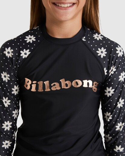 3 Girls 6-14 Flowers In The Sky Bodysuit Rash Vest Black UBGWR03007 Billabong