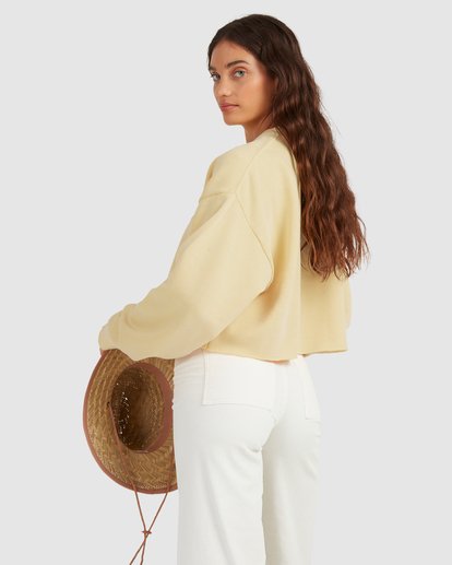 4 Hey Gday Cropped Crewneck Sweatshirt Yellow UBJFT00103 Billabong