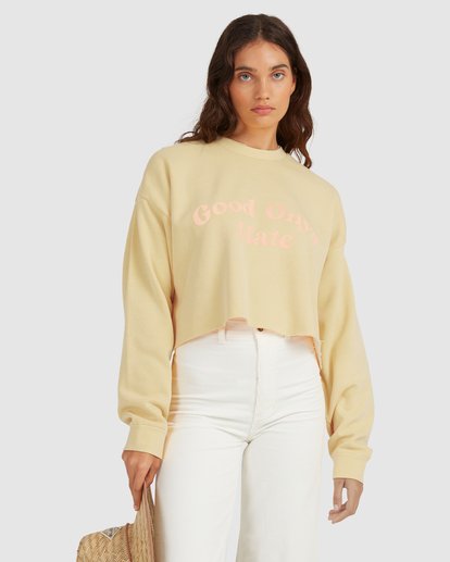5 Hey Gday Cropped Crewneck Sweatshirt Yellow UBJFT00103 Billabong