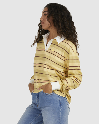 1 Double Up Rugby Polo Shirt Yellow UBJKT00205 Billabong