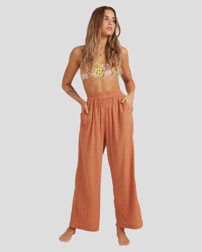 3 Follow Me High-Rise Elastic Waist-Waist Pants  UBJNP00116 Billabong